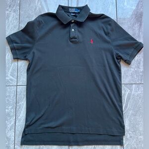 Polo Ralph Lauren Men’s Black 100% Cotton Short Sleeve Polo Shirt Red Pony L